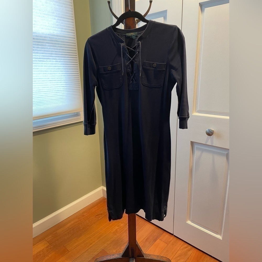 Ralph Lauren‎ LRL Navy Blue sweater dress size Small